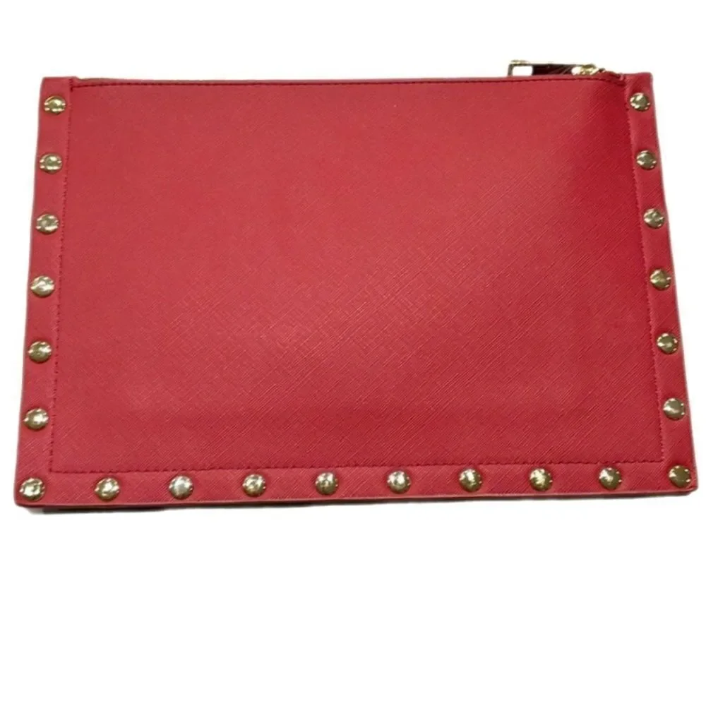 NWT White House Black Market Burgundy Floral Embroidered Evening Clutch Bag - Picture 4 of 7